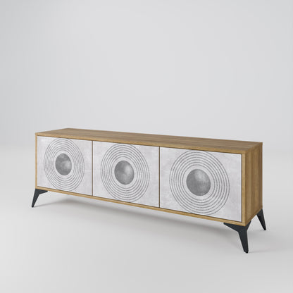 SOLID CIRCLES TV-bänk med 3 dörrar i ekeffekt