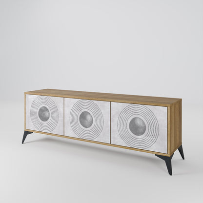 SOLID CIRCLES TV-bänk med 3 dörrar i ekeffekt