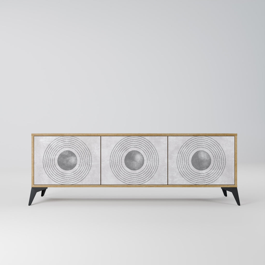SOLID CIRCLES TV-bänk med 3 dörrar i ekeffekt