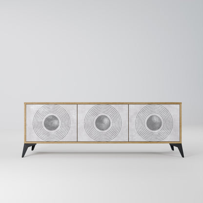 SOLID CIRCLES TV-bänk med 3 dörrar i ekeffekt