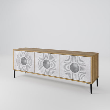 SOLID CIRCLES TV-bänk med 3 dörrar i ekeffekt