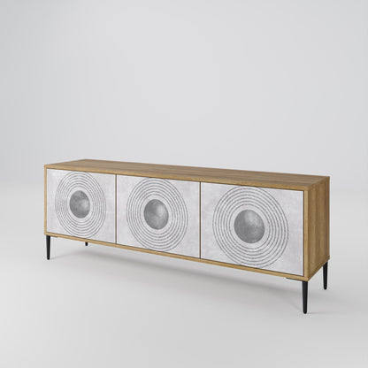 SOLID CIRCLES TV-bänk med 3 dörrar i ekeffekt