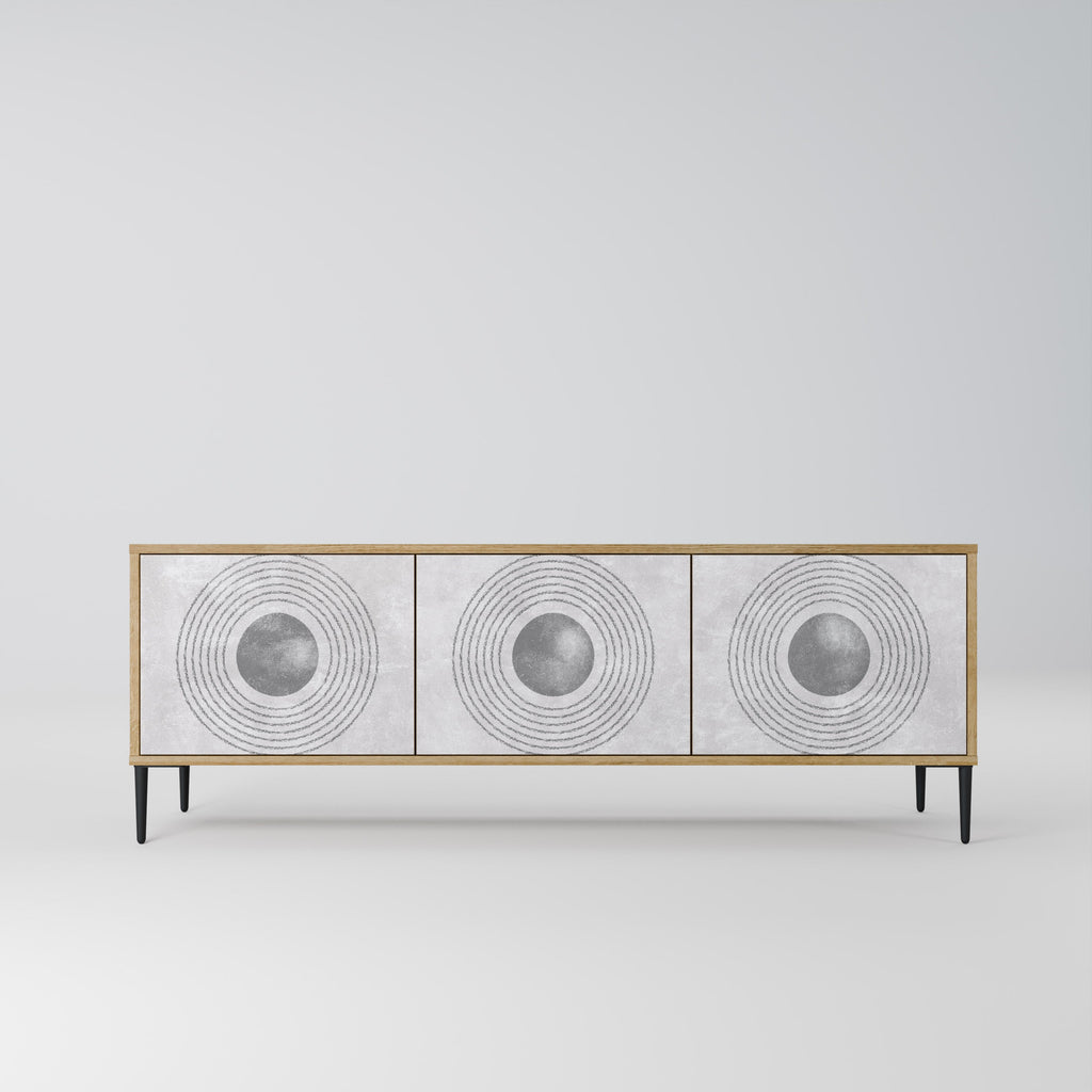 SOLID CIRCLES TV-bänk med 3 dörrar i ekeffekt