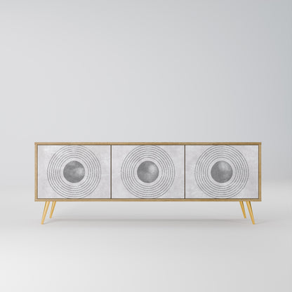 SOLID CIRCLES TV-bänk med 3 dörrar i ekeffekt