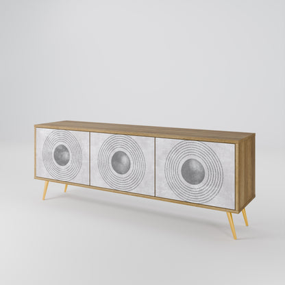 SOLID CIRCLES TV-bänk med 3 dörrar i ekeffekt
