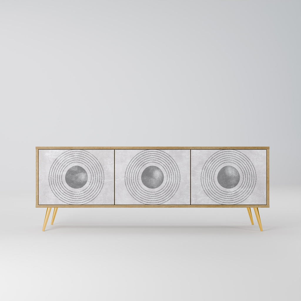 SOLID CIRCLES TV-bänk med 3 dörrar i ekeffekt