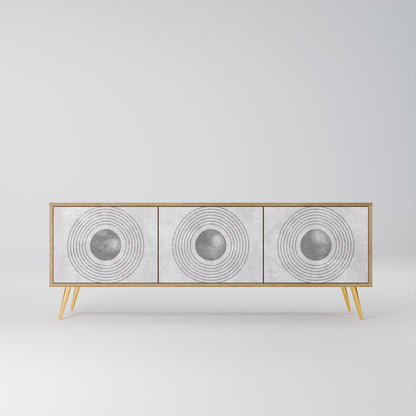SOLID CIRCLES TV-bänk med 3 dörrar i ekeffekt