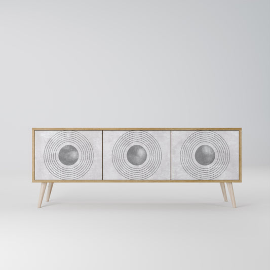 SOLID CIRCLES TV-bänk med 3 dörrar i ekeffekt