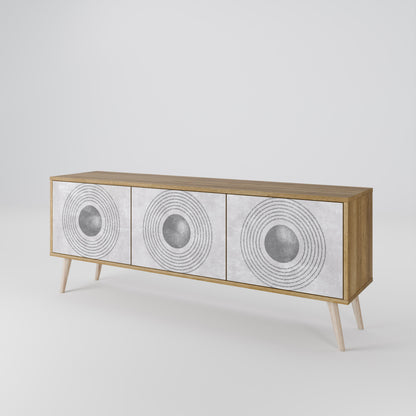 SOLID CIRCLES TV-bänk med 3 dörrar i ekeffekt