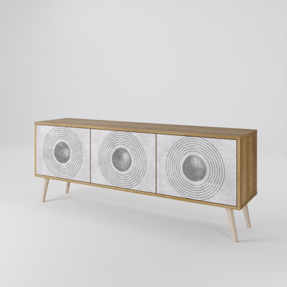 SOLID CIRCLES TV-bänk med 3 dörrar i ekeffekt