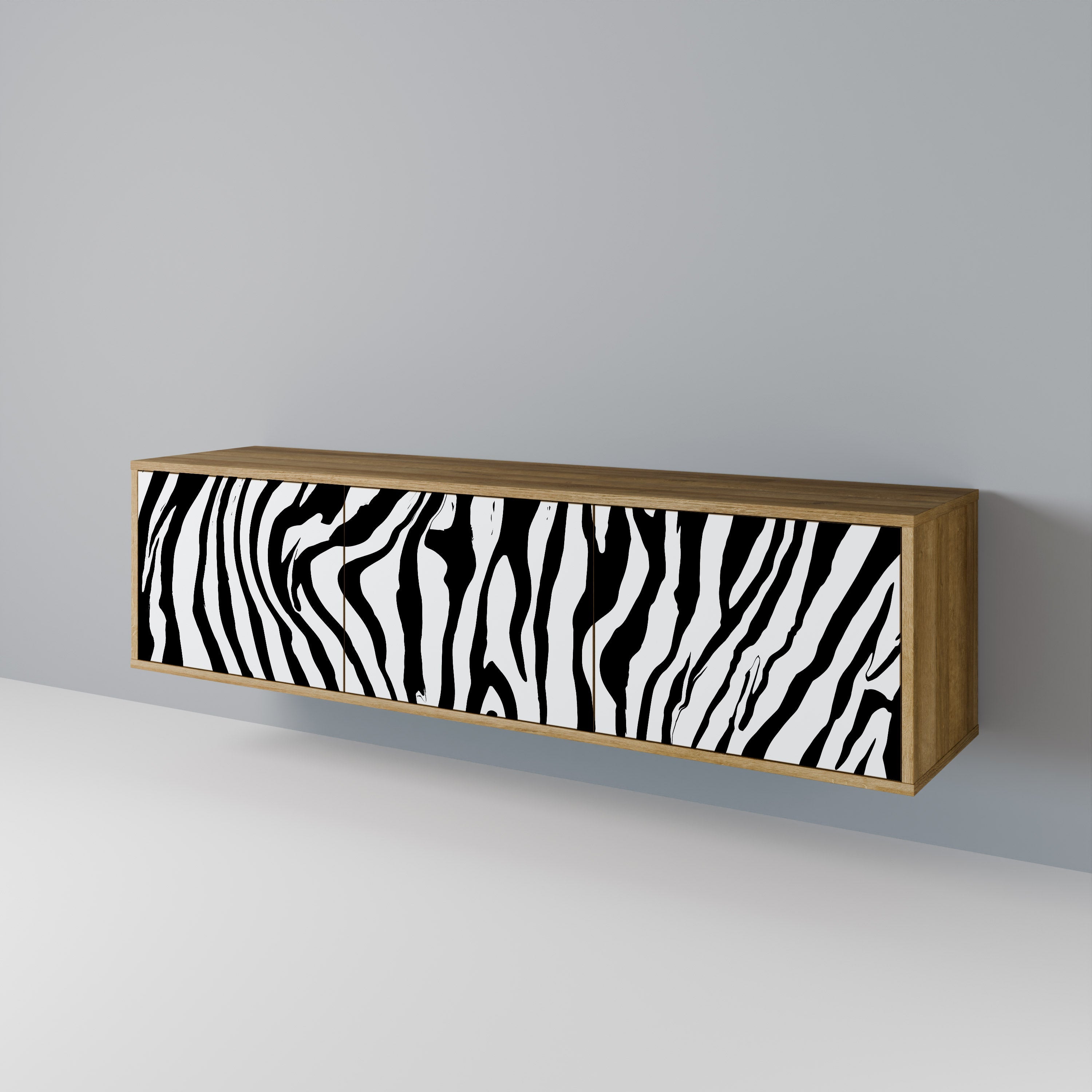 SPLENDID ZEBRA TV-bänk med 3 dörrar i ekeffekt