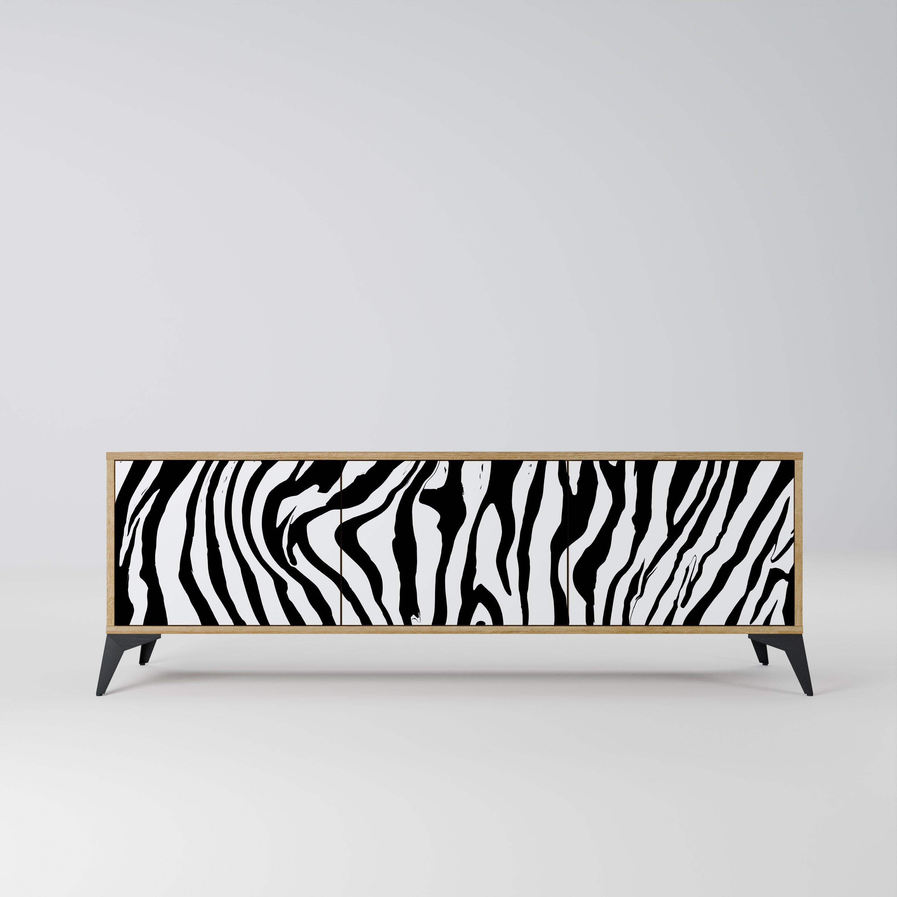 SPLENDID ZEBRA TV-bänk med 3 dörrar i ekeffekt