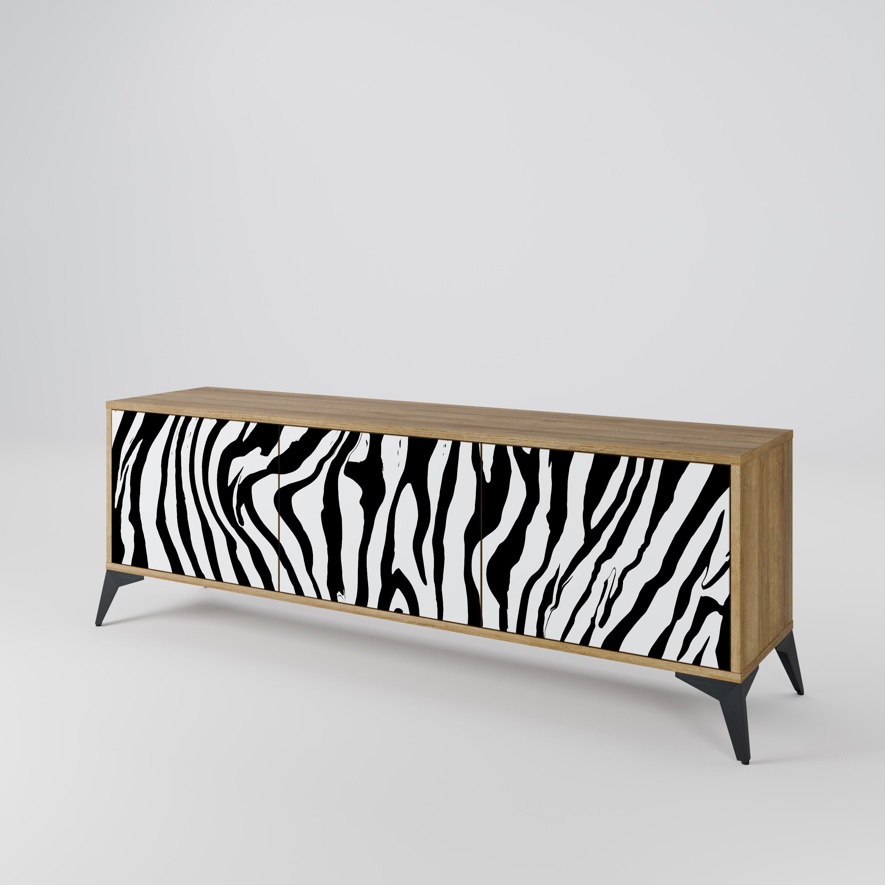 SPLENDID ZEBRA TV-bänk med 3 dörrar i ekeffekt