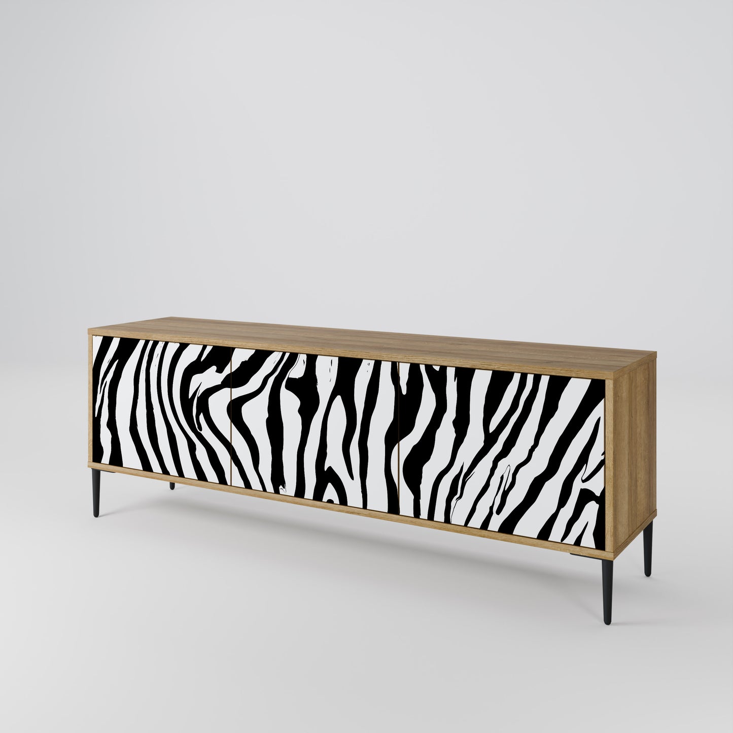 SPLENDID ZEBRA TV-bänk med 3 dörrar i ekeffekt
