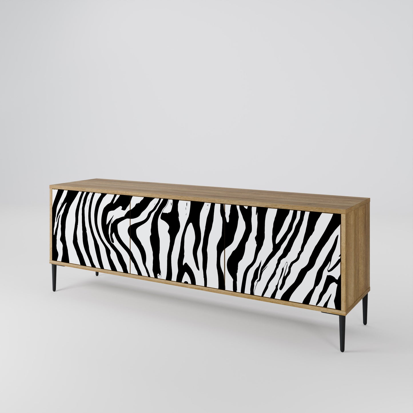 SPLENDID ZEBRA TV-bänk med 3 dörrar i ekeffekt