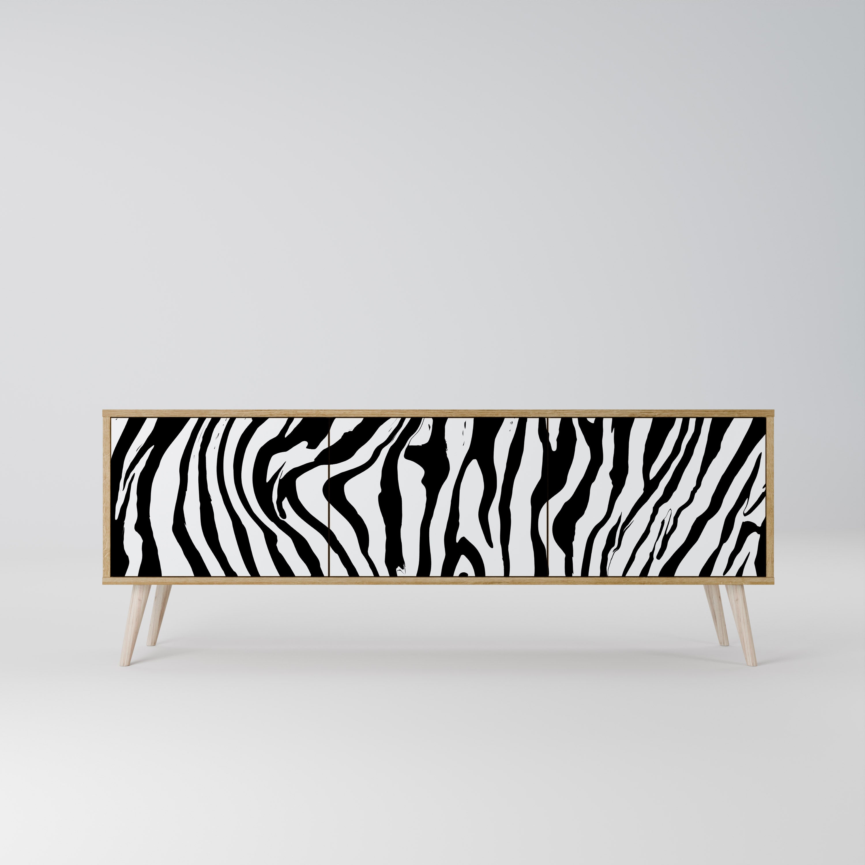 SPLENDID ZEBRA TV-bänk med 3 dörrar i ekeffekt
