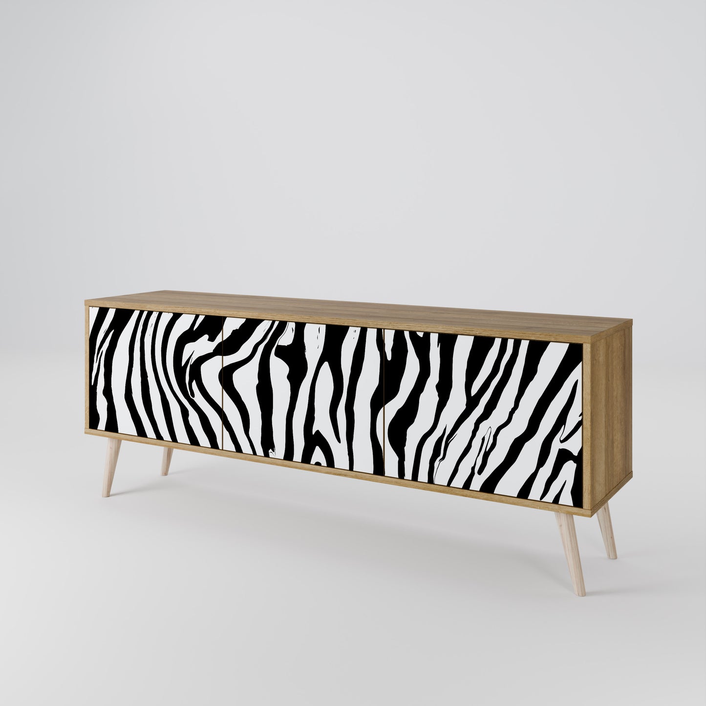 SPLENDID ZEBRA TV-bänk med 3 dörrar i ekeffekt