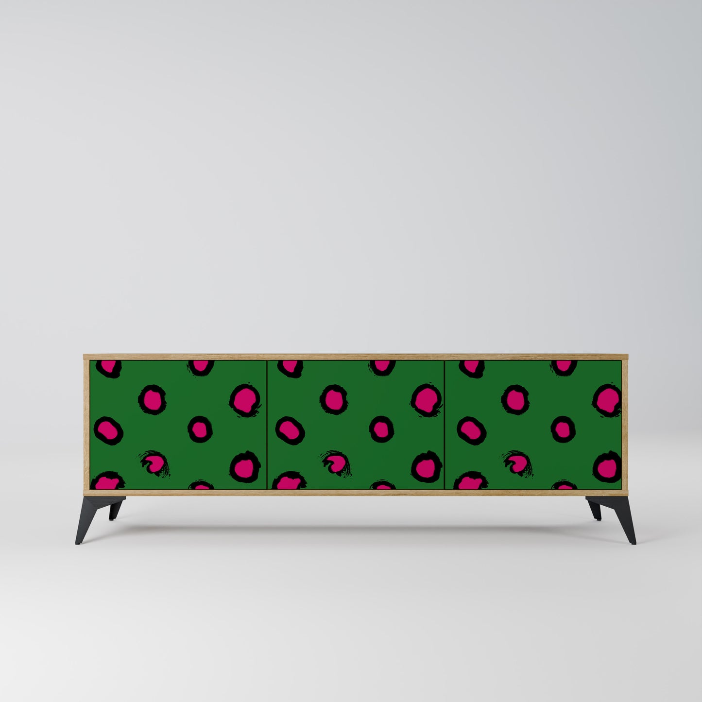 FUNKY SPOTS 3-Door TV Stand in Oak Effect