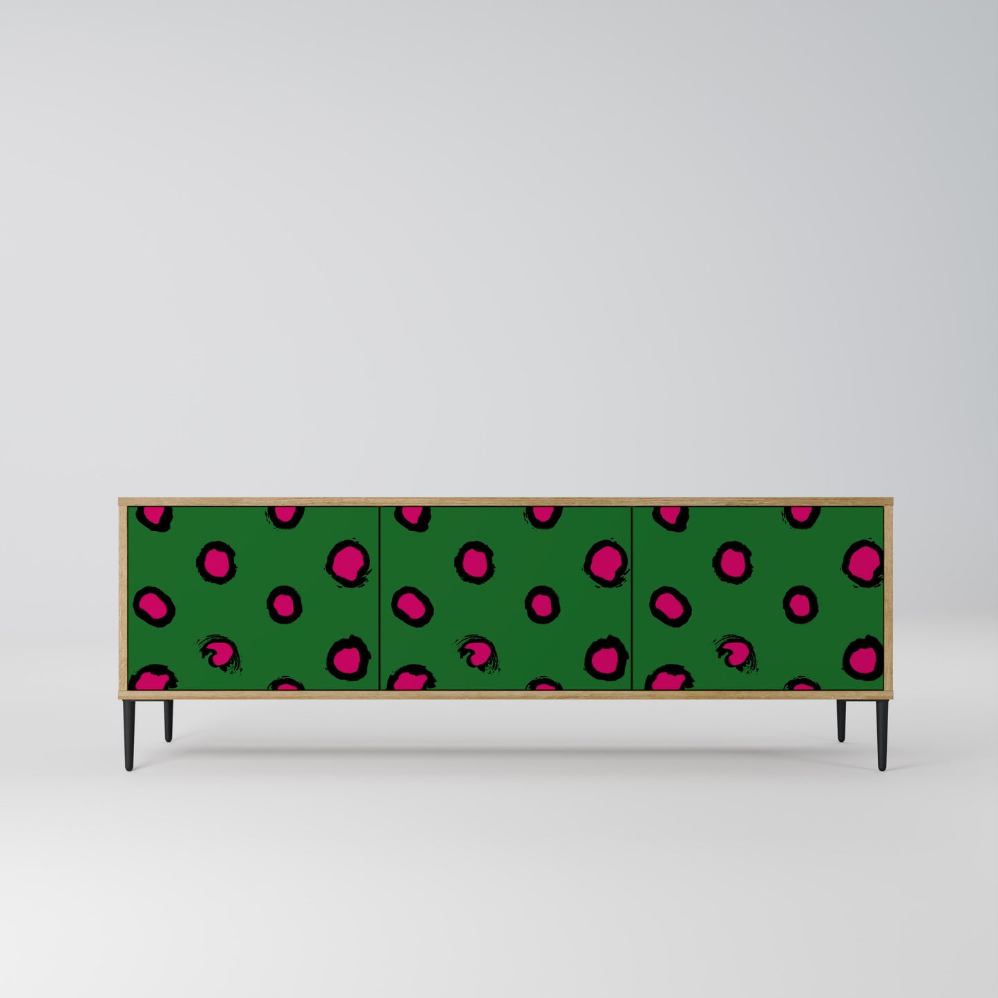 FUNKY SPOTS 3-Door TV Stand in Oak Effect