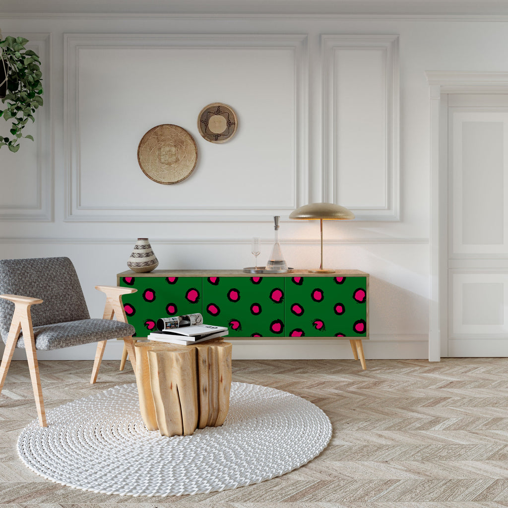 FUNKY SPOTS TV-bänk med 3 dörrar i ekeffekt