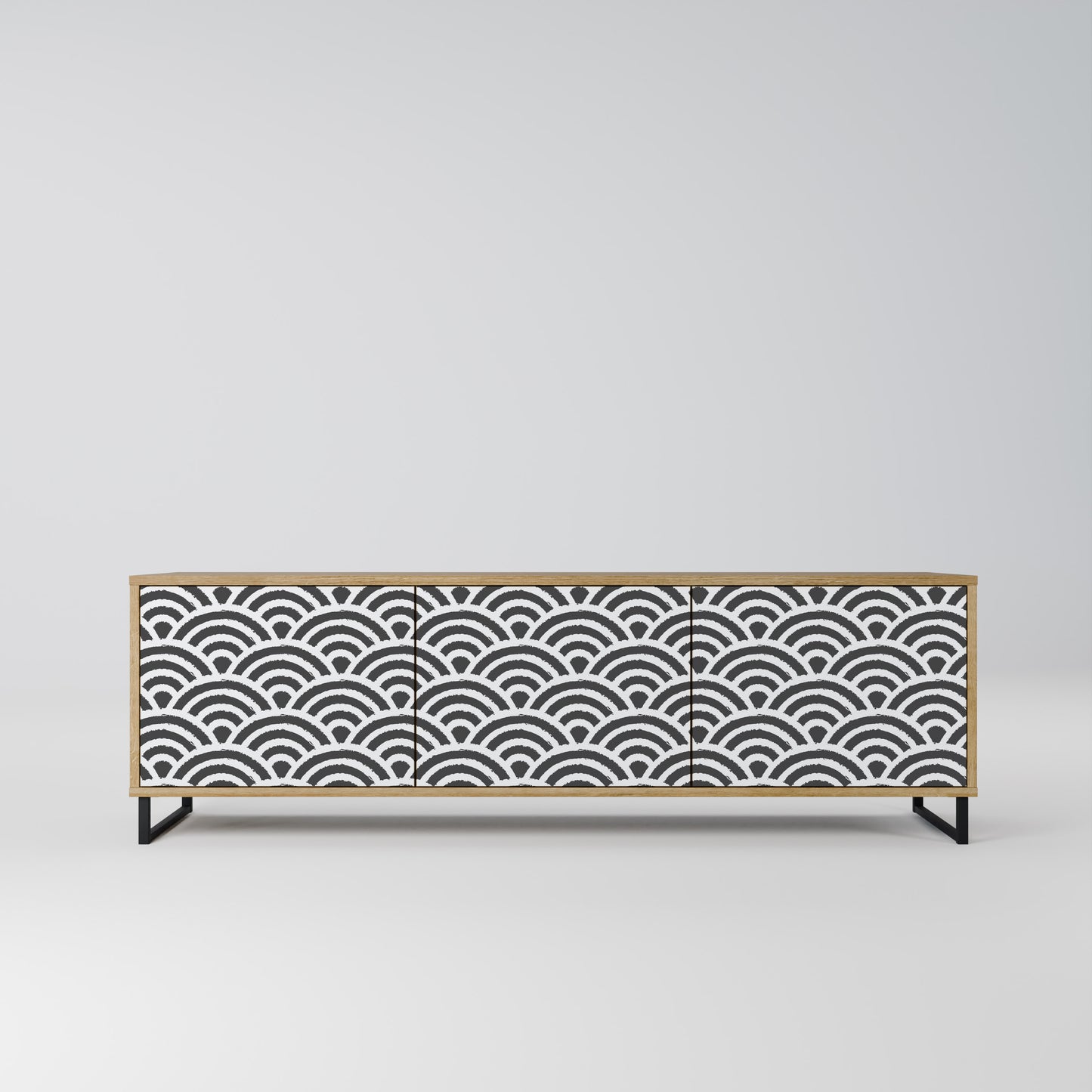 GLOOMY HOST 3-Door TV Stand in Oak Effect