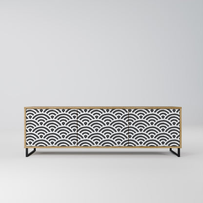 GLOOMY HOST 3-Door TV Stand in Oak Effect