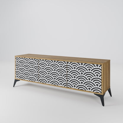 GLOOMY HOST 3-Door TV Stand in Oak Effect