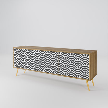GLOOMY HOST 3-Door TV Stand in Oak Effect