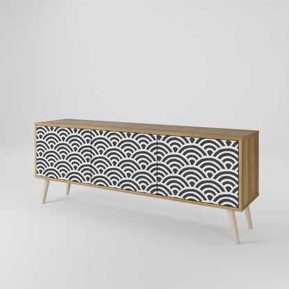 GLOOMY HOST 3-Door TV Stand in Oak Effect