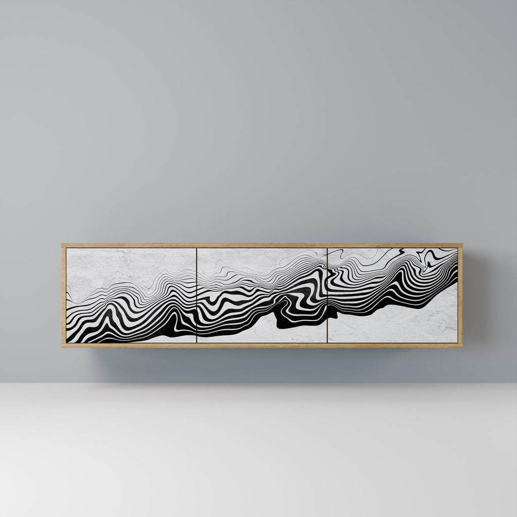 MONOCHROME MIRAGE TV-bänk med 3 dörrar i ekeffekt
