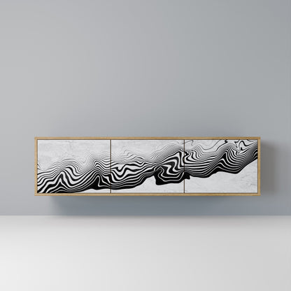 MONOCHROME MIRAGE TV-bänk med 3 dörrar i ekeffekt