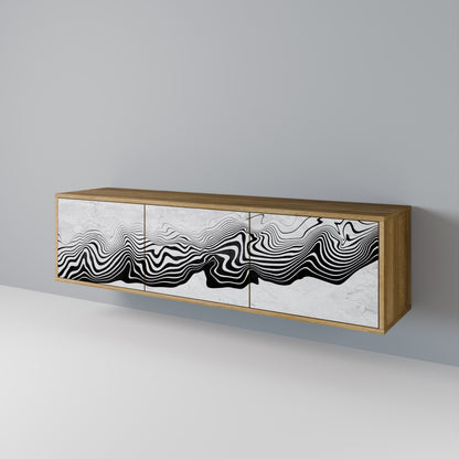 MONOCHROME MIRAGE TV-bänk med 3 dörrar i ekeffekt