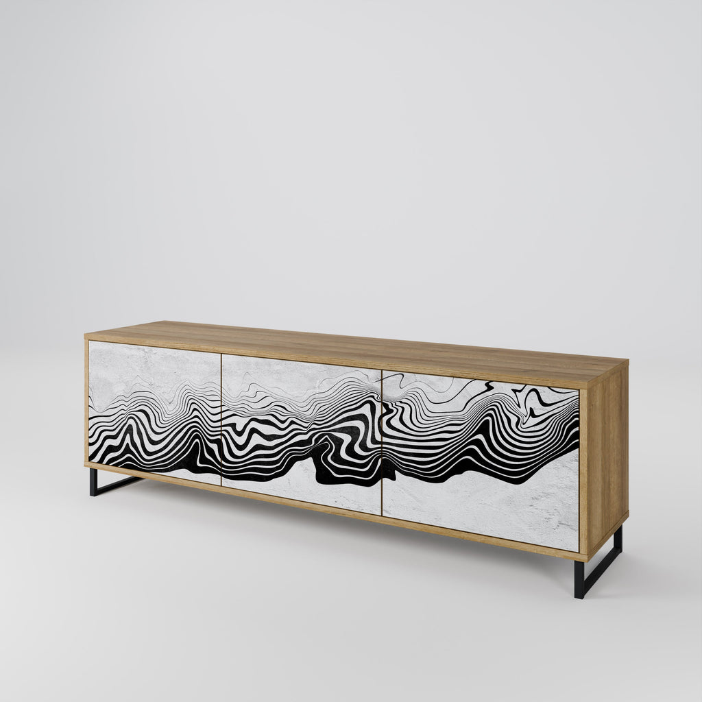 MONOCHROME MIRAGE TV-bänk med 3 dörrar i ekeffekt
