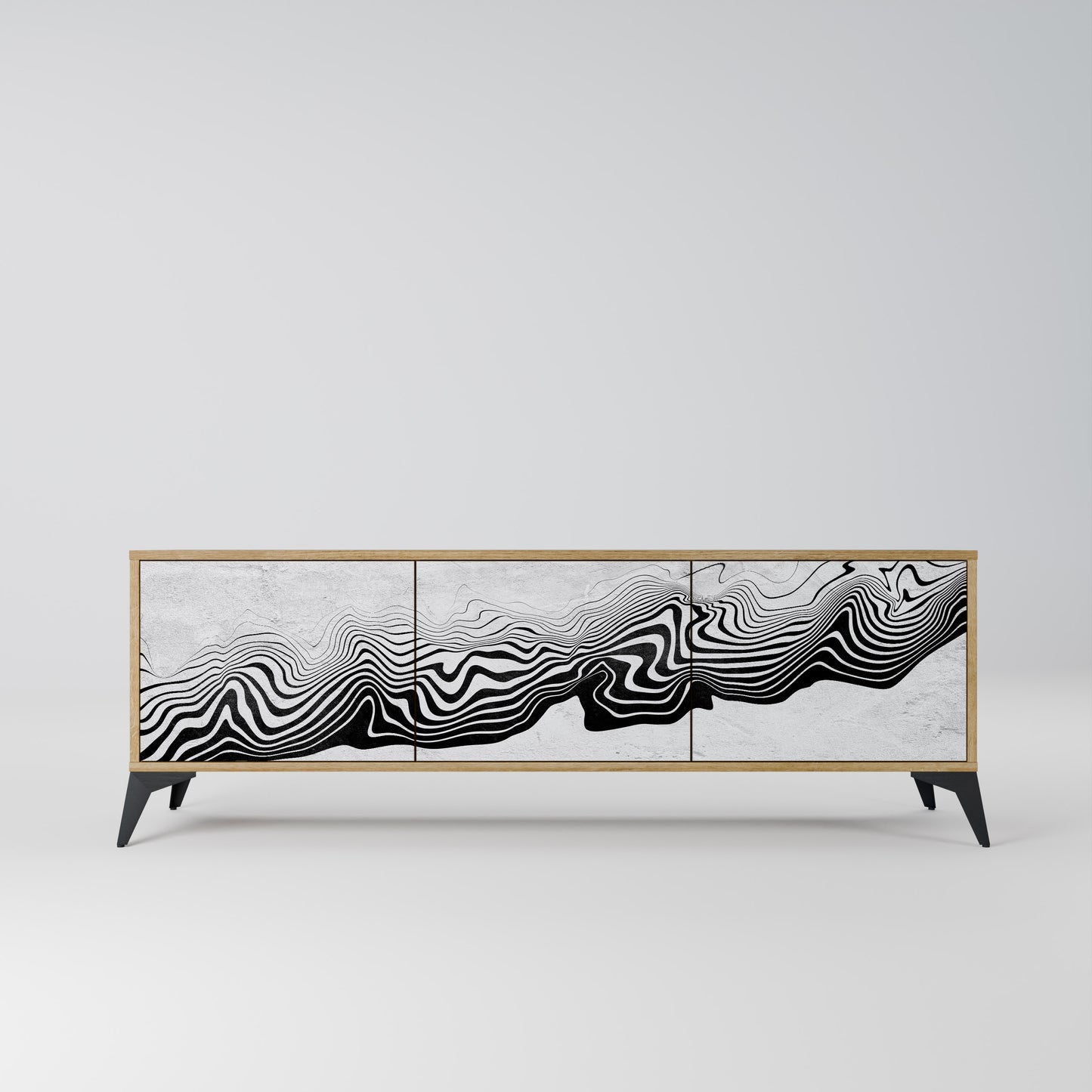 MONOCHROME MIRAGE 3-Door TV Stand in Oak Effect