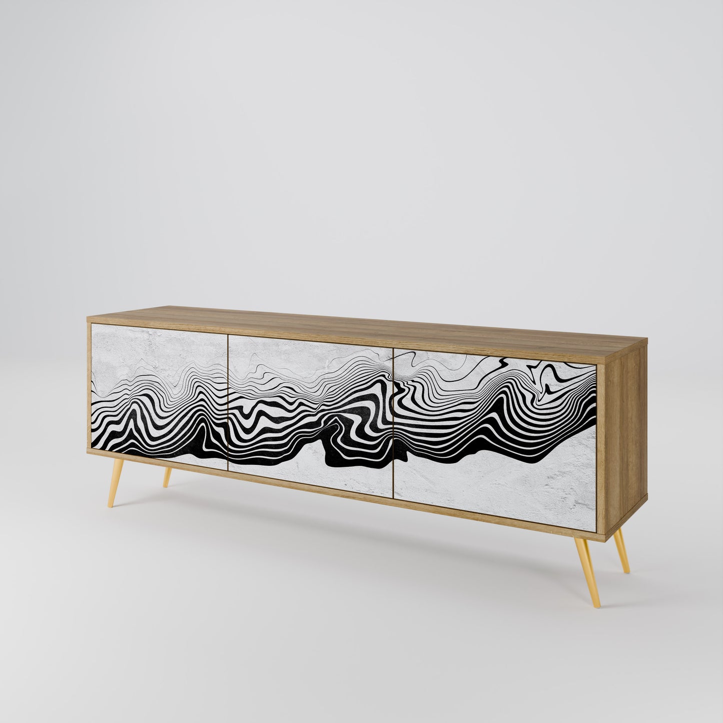 MONOCHROME MIRAGE 3-Door TV Stand in Oak Effect