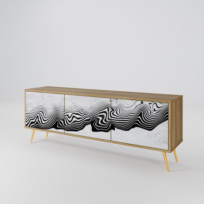 MONOCHROME MIRAGE 3-Door TV Stand in Oak Effect