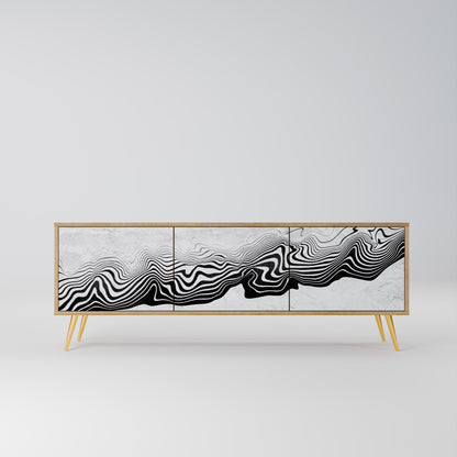 MONOCHROME MIRAGE TV-bänk med 3 dörrar i ekeffekt