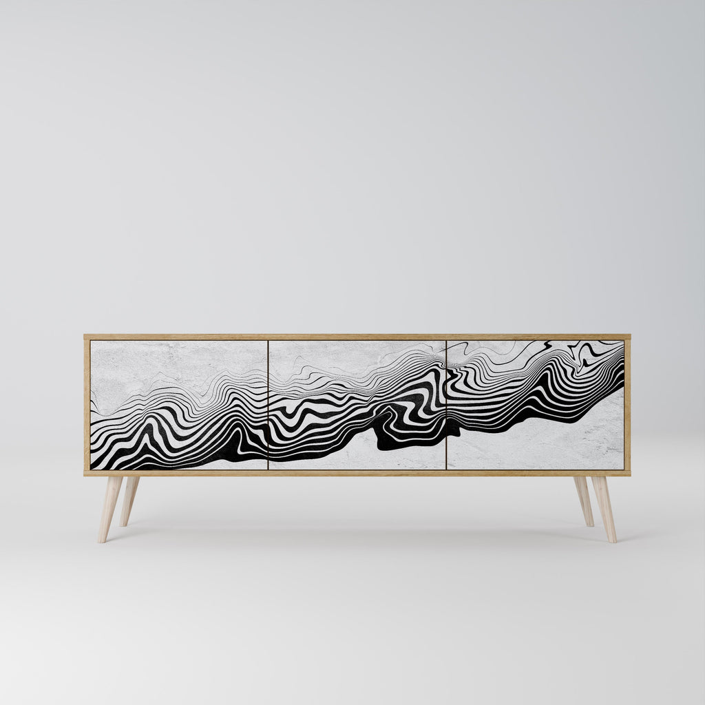 MONOCHROME MIRAGE TV-bänk med 3 dörrar i ekeffekt