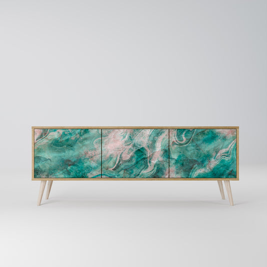 ABSTRACT ALCHEMY 3-Door TV Stand in Oak Effect