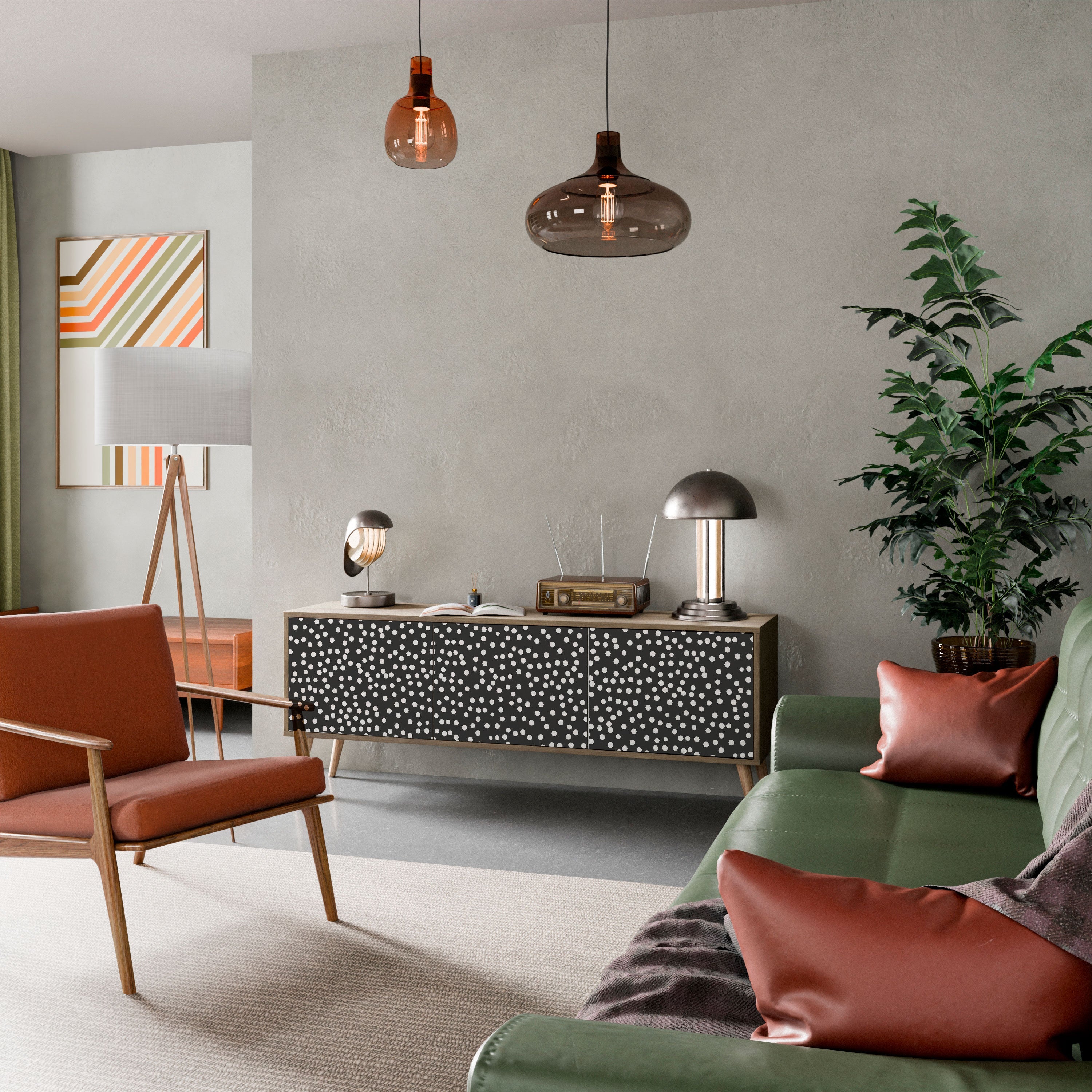 BLINDING LIGHTS TV-bänk med 3 dörrar i ekeffekt