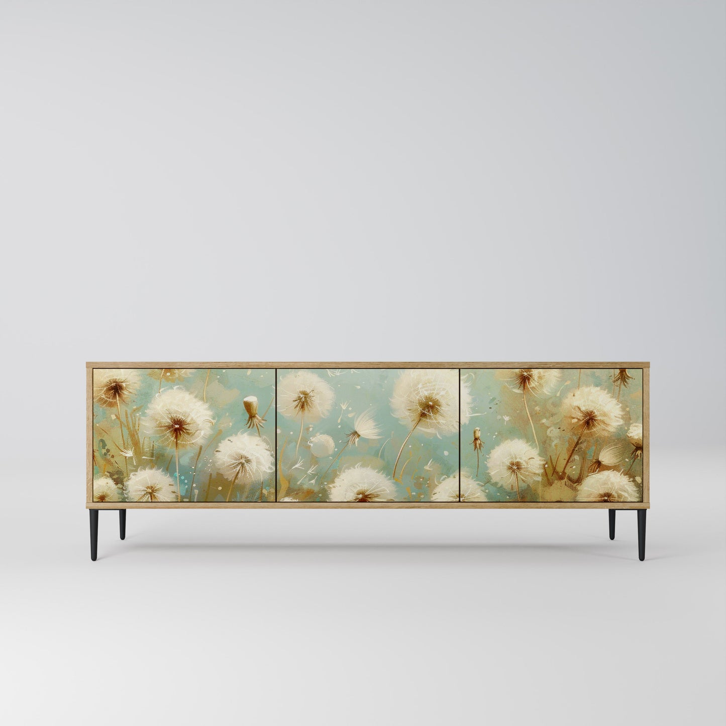 DREAMY MEADOW TV-bänk med 3 dörrar i ekeffekt