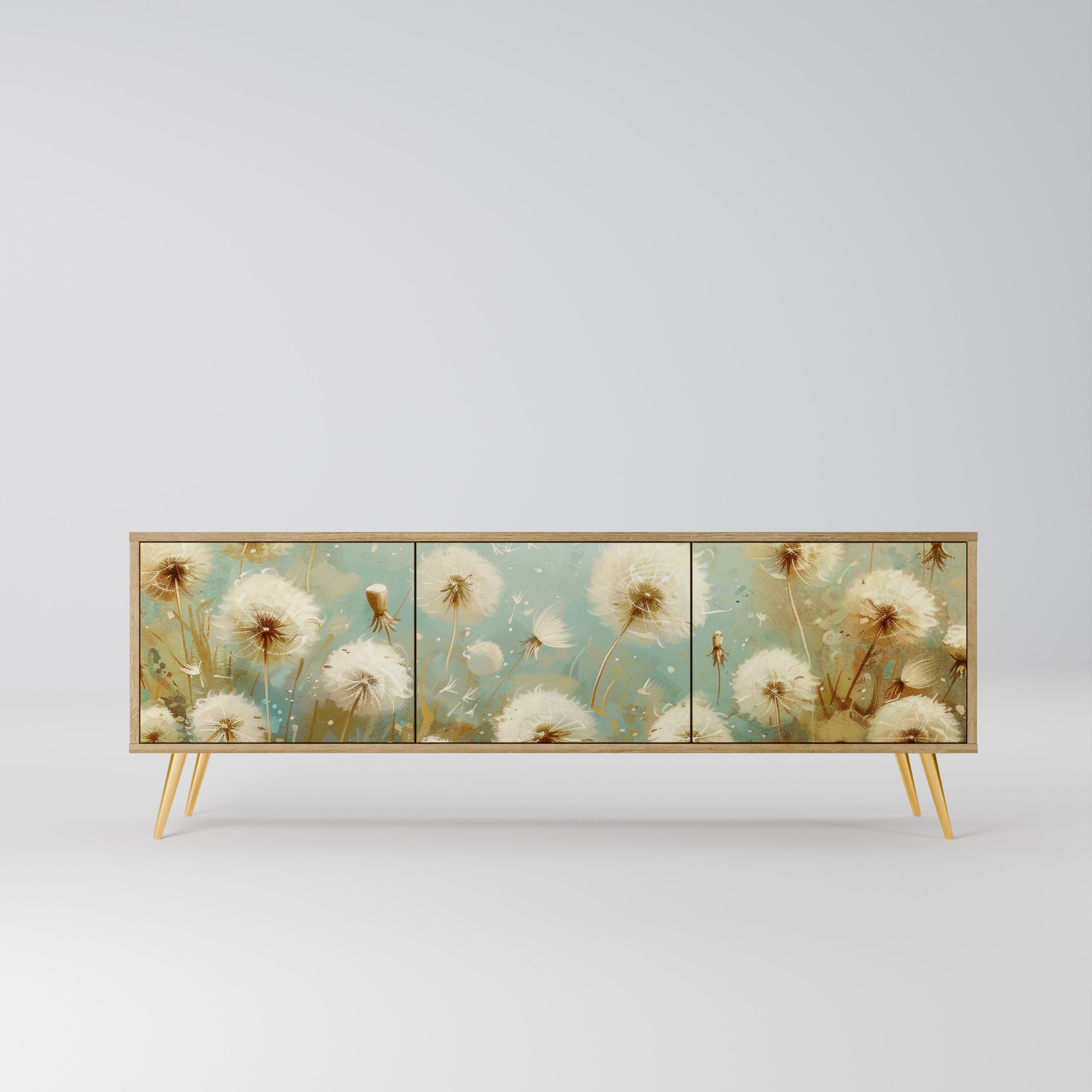 DREAMY MEADOW TV-bänk med 3 dörrar i ekeffekt