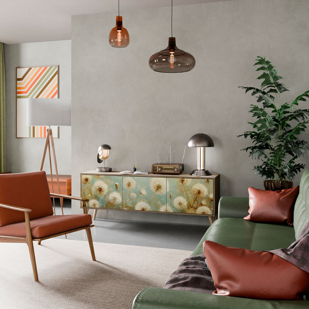 DREAMY MEADOW TV-bänk med 3 dörrar i ekeffekt