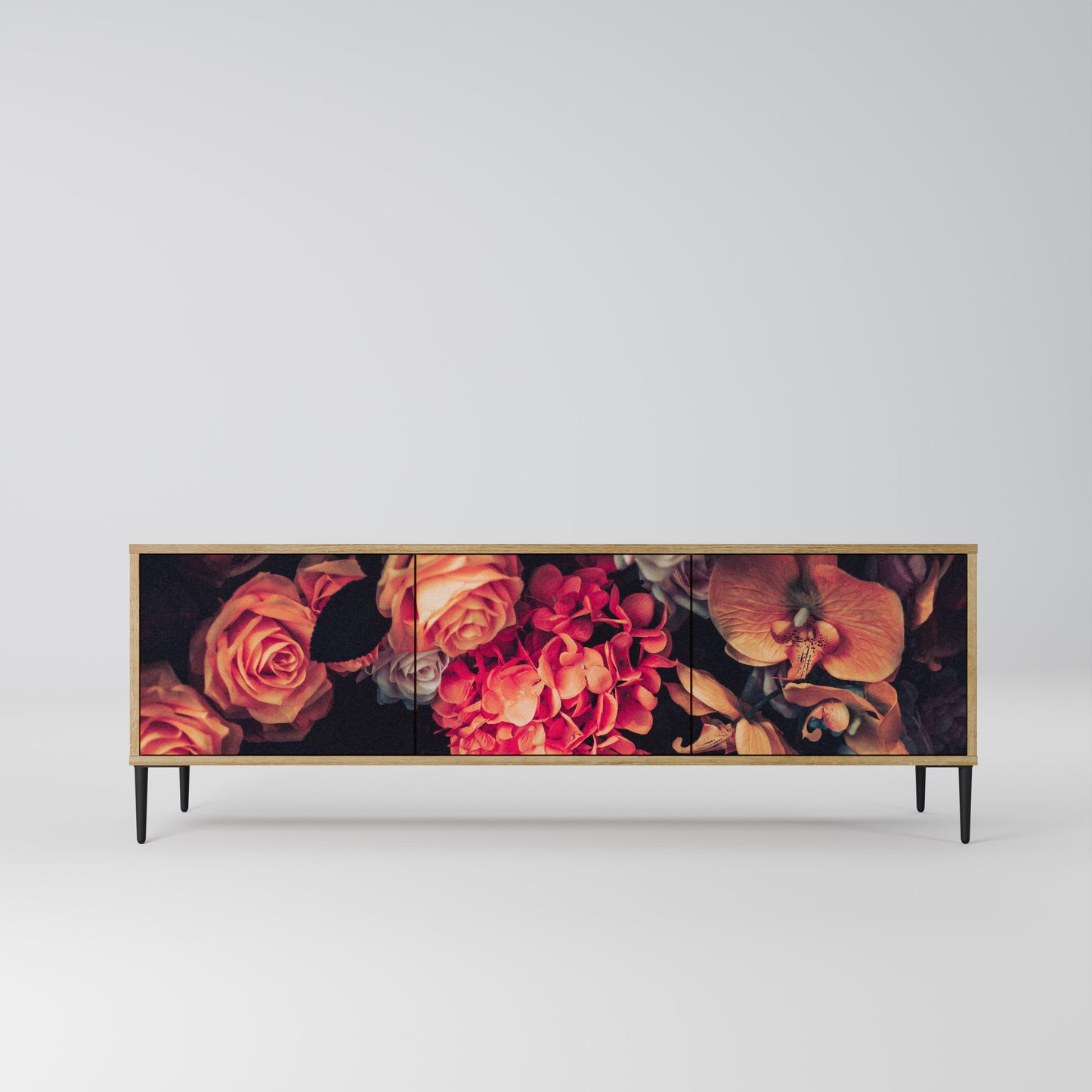 NEVERENDING BLOOM 3-Door TV Stand in Oak Effect