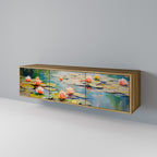 BLOOMING WATERS TV-bänk med 3 dörrar i ekeffekt