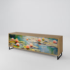 BLOOMING WATERS TV-bänk med 3 dörrar i ekeffekt