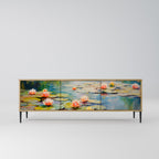 BLOOMING WATERS TV-bänk med 3 dörrar i ekeffekt