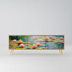 BLOOMING WATERS TV-bänk med 3 dörrar i ekeffekt