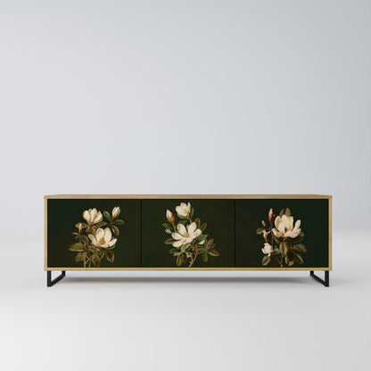 FLORAL NOIR 3-Door TV Stand in Oak Effect