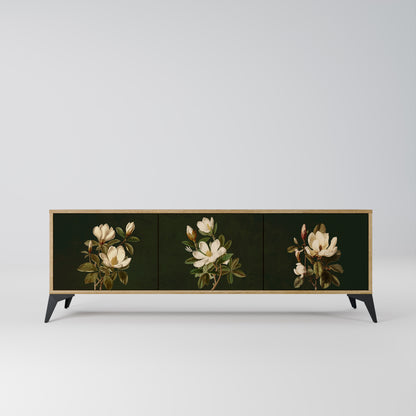 FLORAL NOIR 3-Door TV Stand in Oak Effect